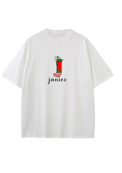 Christmas Elf Initial Adult T-Shirt