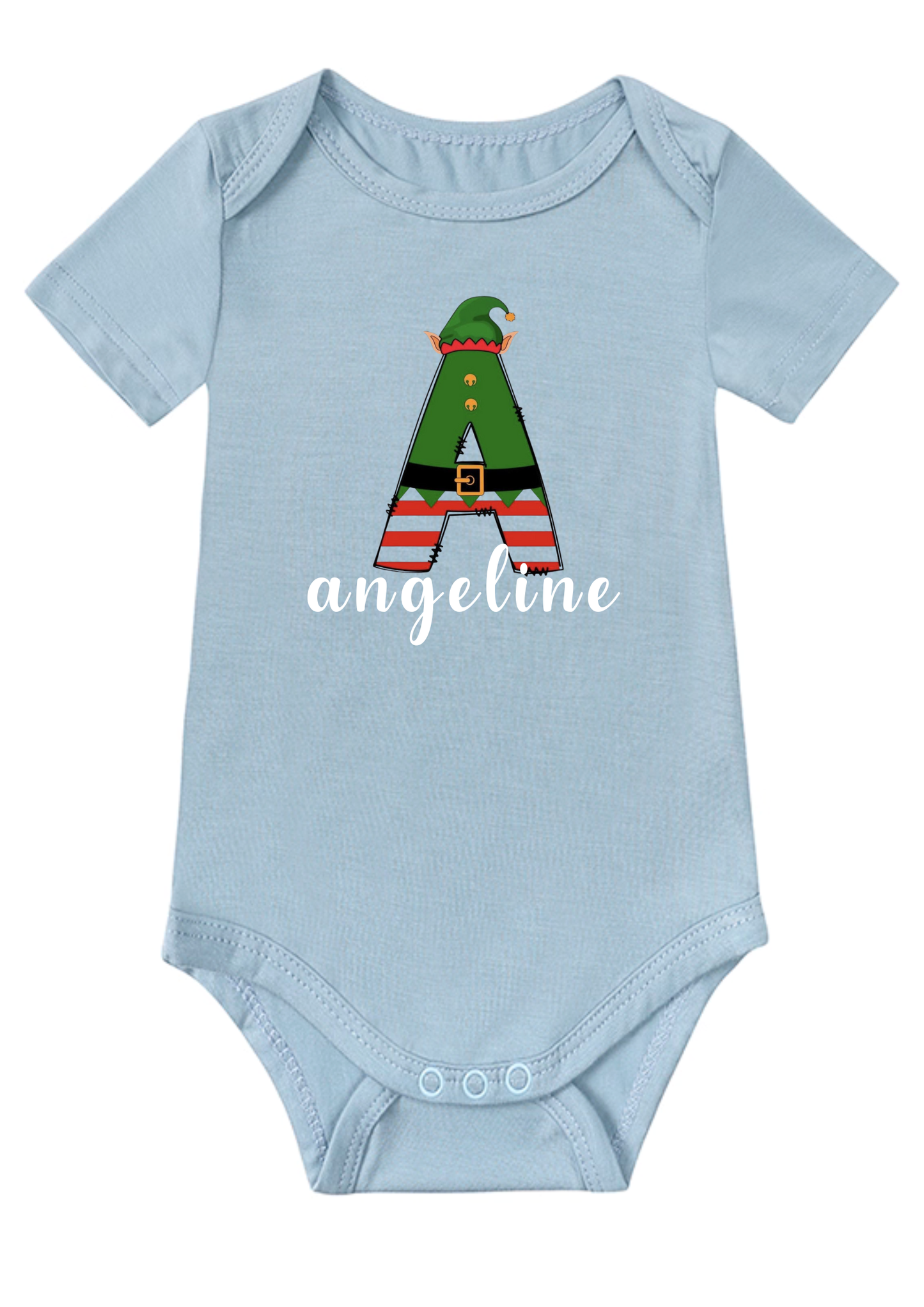 Christmas Elf Initial Baby Onesie