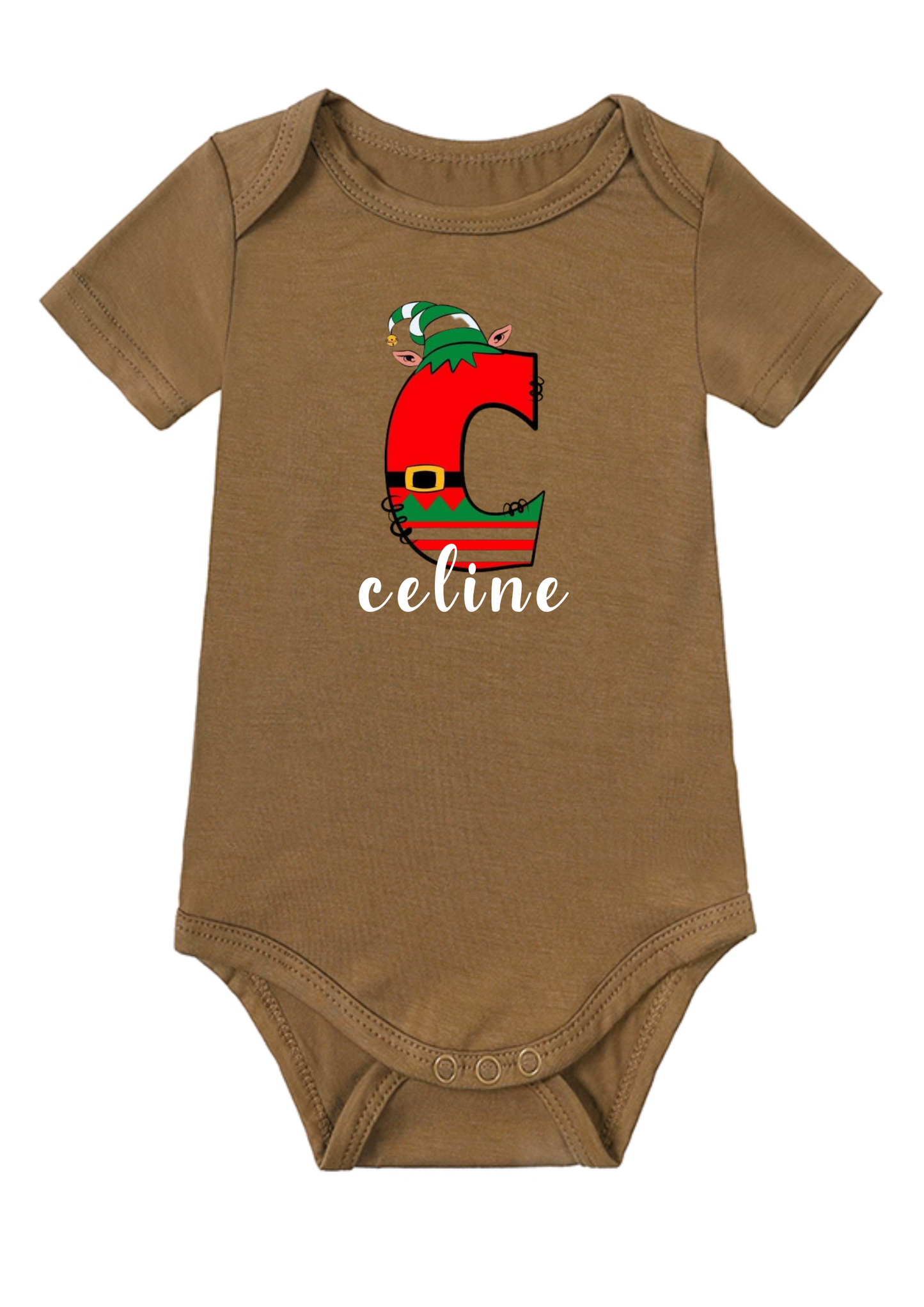 Christmas Elf Initial Baby Onesie