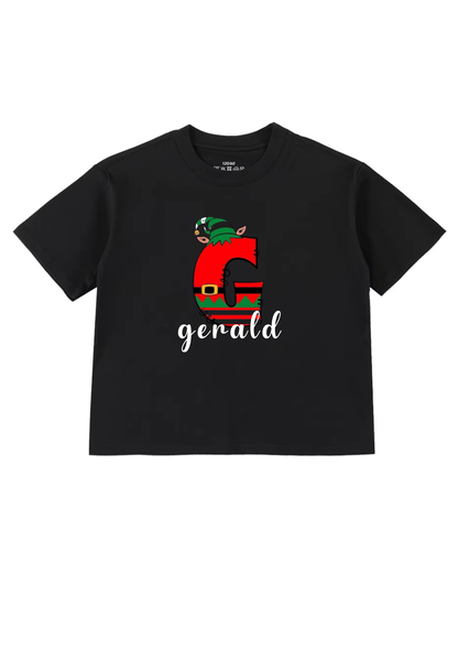 Christmas Elf Initial Kids T-Shirt