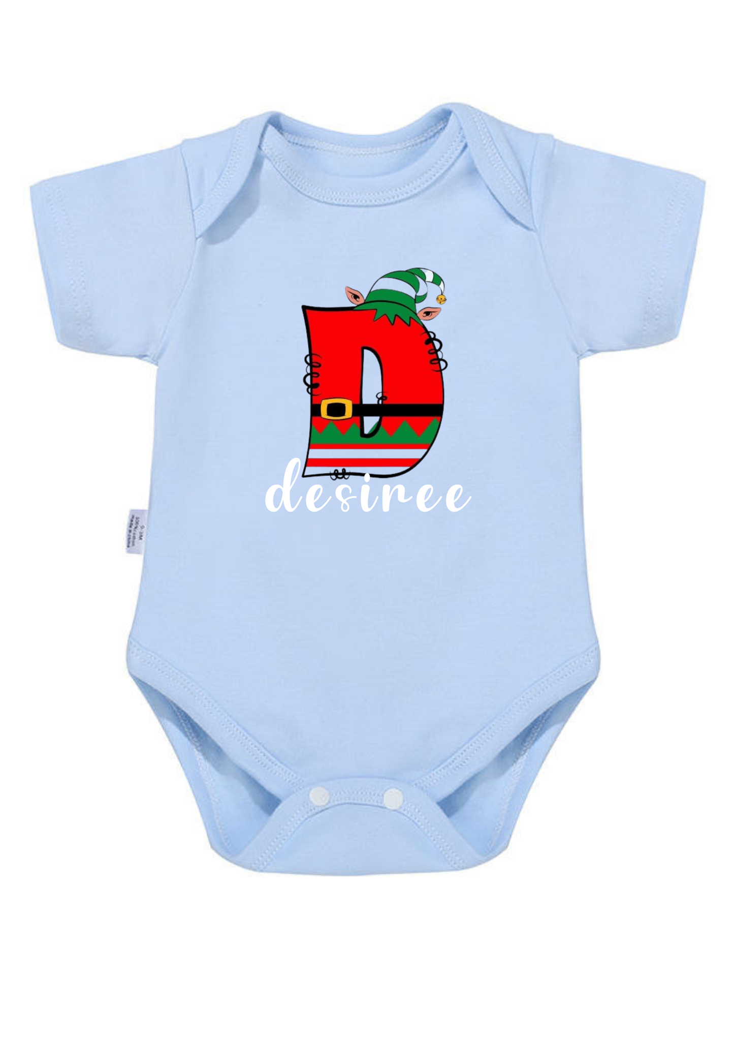 Christmas Elf Initial Baby Onesie