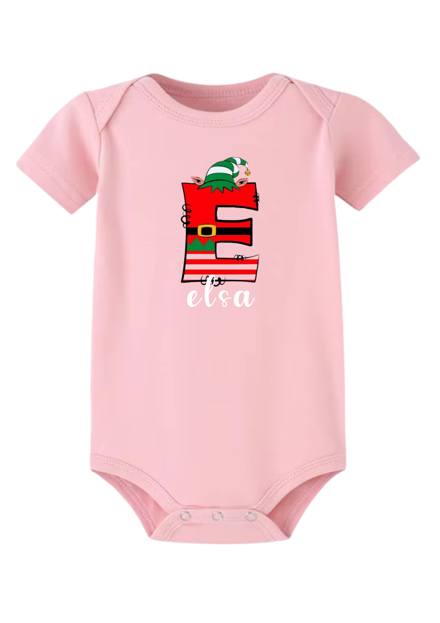 Christmas Elf Initial Baby Onesie