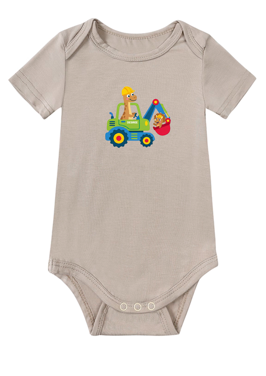 Dinosaur & Excavator Baby Onesie