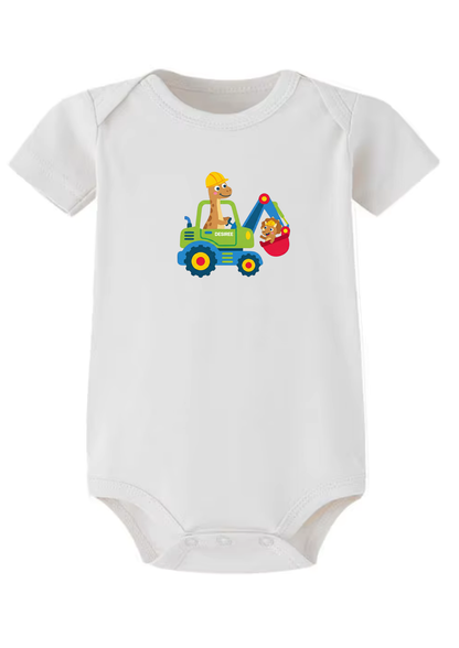 Dinosaur & Excavator Baby Onesie